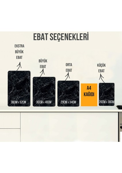 Afiyet Olsun | Gold Detaylı Mermer Görünümlü | Cam Kesme Tablası | 29 cm x 34 cm