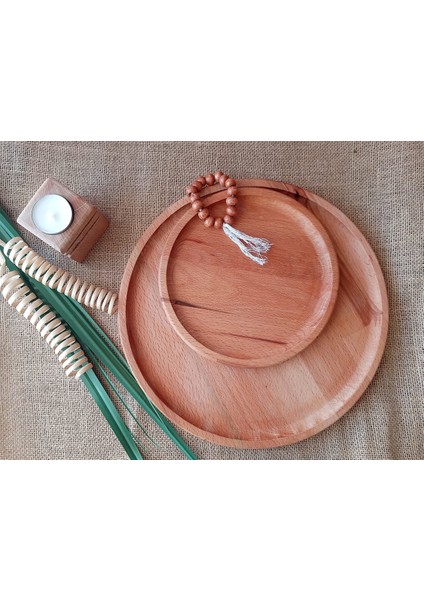Yuvarlak Ahşap Tabak 3'lü Set