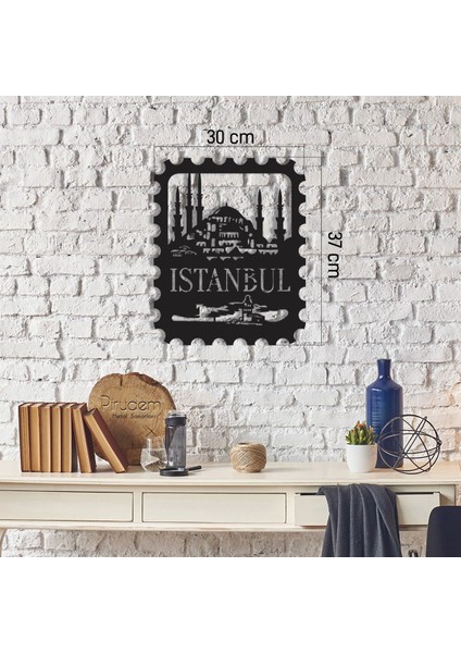 Istanbul Stamp - 30X37 cm Metal Duvar Dekoru - Pirudem Metal Sanatları