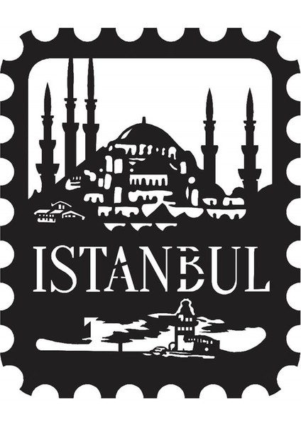 Istanbul Stamp - 30X37 cm Metal Duvar Dekoru - Pirudem Metal Sanatları