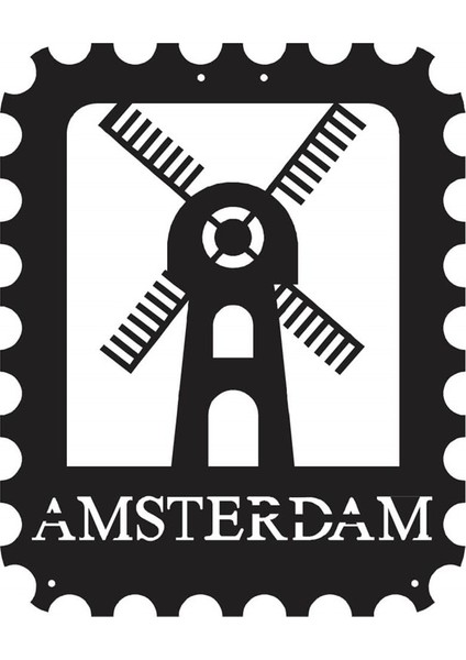 Amsterdam Stamp - 30X37 cm Metal Duvar Dekoru - Pirudem Metal Sanatları