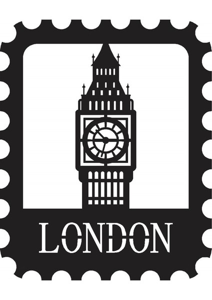 London Stamp - 30X37 cm Metal Duvar Dekoru - Pirudem Metal Sanatları