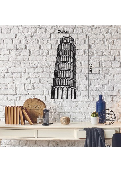 Pisa Tower - 27X70 cm Metal Duvar Dekoru - Pirudem Metal Sanatları