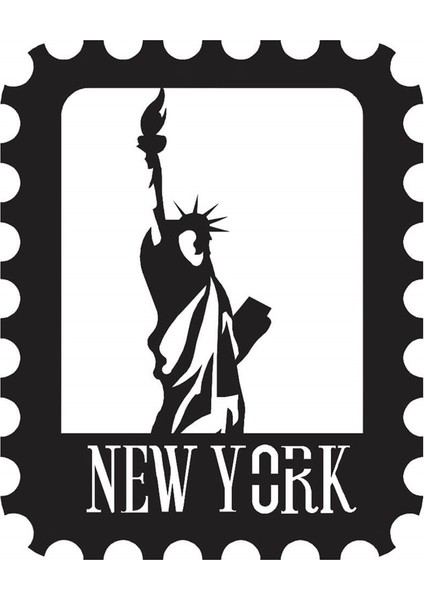 New York Stamp - 30X37 cm Metal Duvar Dekoru - Pirudem Metal Sanatları