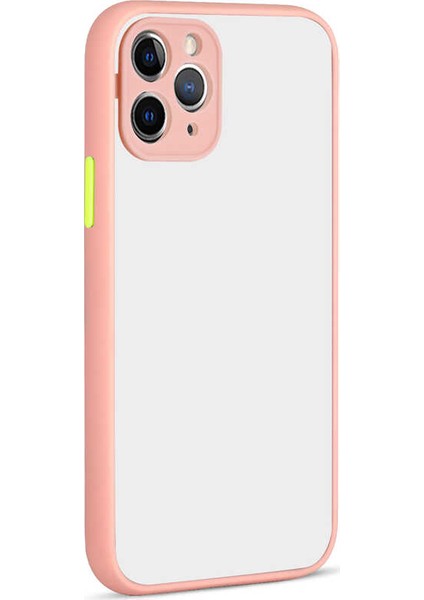 - Apple iPhone 12 Pro - Kılıf Arkası Buzlu Renkli Düğmeli Hux Kapak - Pembe