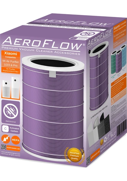 Aeroflow Xiaomi Air Purifier Hava Temizleyici Antibakteriyel Hepa Filtre