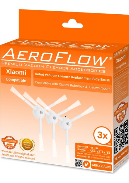 Xiaomi Roborock S6 (S60/S65 Serisi) S6 Maxv - S6 Pure Yan Fırça 3'Lü Paket