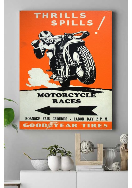 Motor Vintage Kanvas Tablo 21 x 30 cm