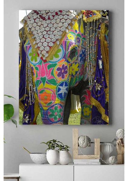 Hindistan Fil Manzara Kanvas Tablo 21 x 30 cm
