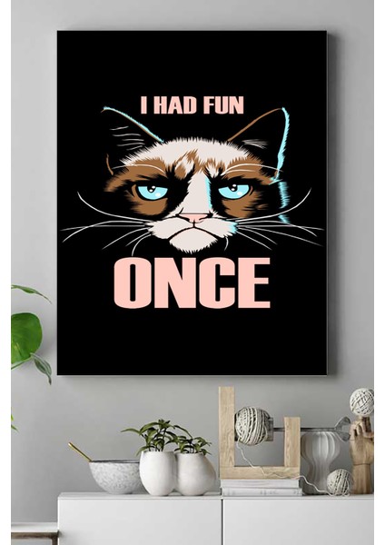 Huysuz Kedi Eğlenceli Mizahi Kanvas Tablo 21 x 30 cm