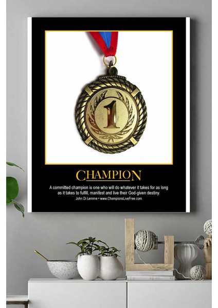 Champion Motivasyon Kanvas Tablo 21 x 30 cm