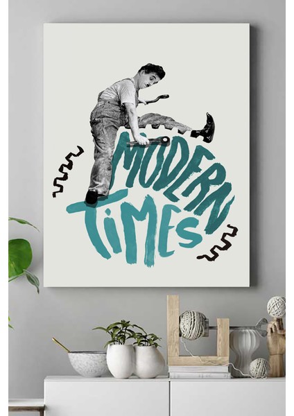 Charlie Chaplin Modern Times Film Afişi Kanvas Tablo 2 21 x 30 cm