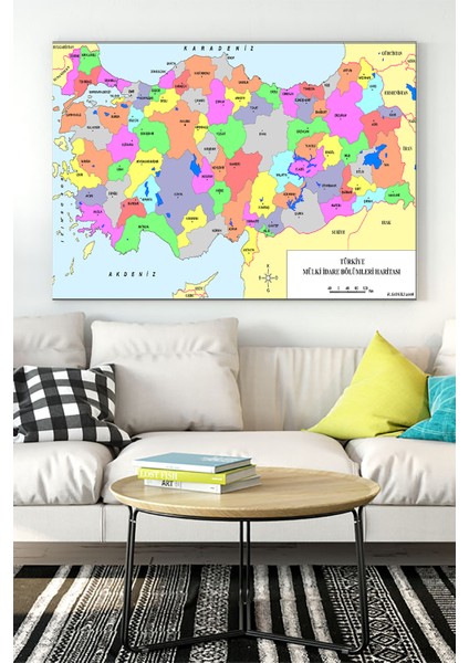 Türkiye Haritası Eğitim Kanvas Tablo 21 x 30 cm