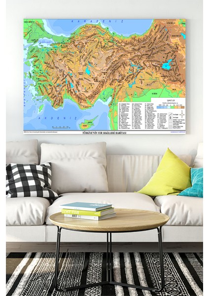 Türkiye Haritası Eğitim Kanvas Tablo 2 21 x 30 cm