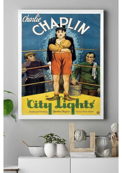 City Lights-Şehir Işıkları Charlie Chaplin Film Afişi Kanvas Tablo 4 30 x 40 cm