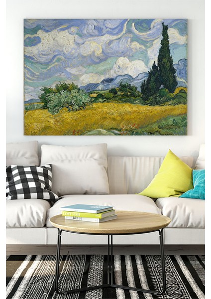Van Gogh - Cypresses Sanatsal Kanvas Tablo 21 x 30 cm