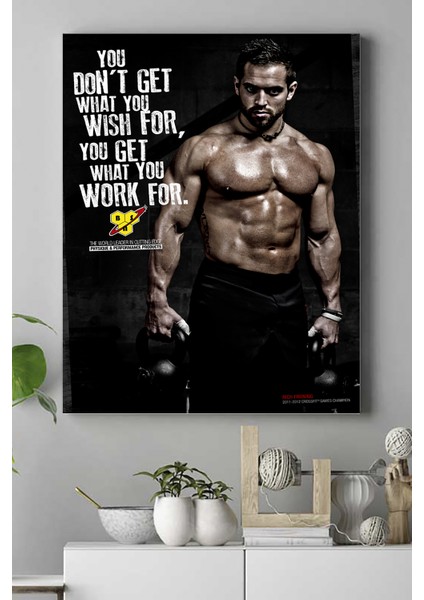 Work For Vücut Geliştirme Body Building Fitness Kanvas Tablo 21 x 30 cm