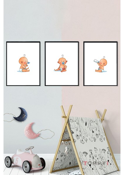 Çocuk Odası Bebekler 3 Parçalı Çerçeve Seti 4
