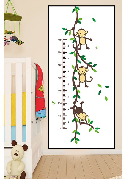 Maymunlu Çocuk Boy Ölçer Poster