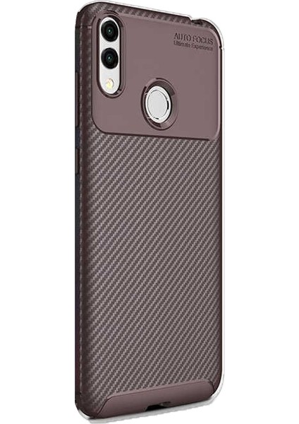 Huawei Honor 8c Kılıf Karbon Dizayn Silikon Kahverengi