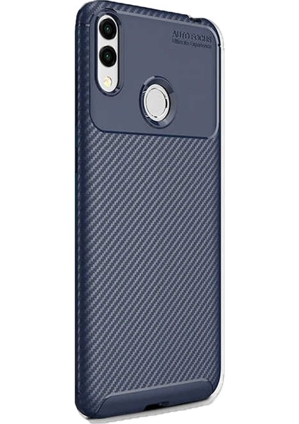 Huawei Honor 8c Kılıf Karbon Dizayn Silikon Lacivert