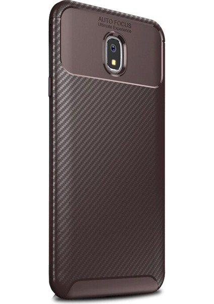 Xiaomi Redmi 8A Kılıf Karbon Dizayn Silikon+Nano Glass Kahverengi