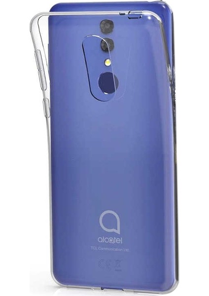 Alcatel 3 2019 Kılıf Süper Silikon Yumuşak Koruma+Nano Glass Şeffaf