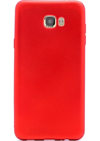 Samsung Galaxy C5 Pro Kılıf Premier Silikon+Nano Glass Koruyucu Kırmızı