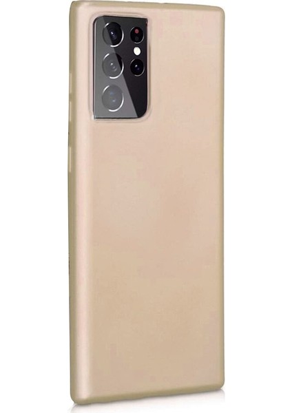 Samsung Galaxy S21 Ultra 5G Kılıf Premier Silikon+Full Ekran Koruyucu Gold