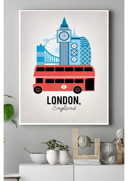 Londra Vintage Manzara Kanvas Tablo 2 21 x 30 cm