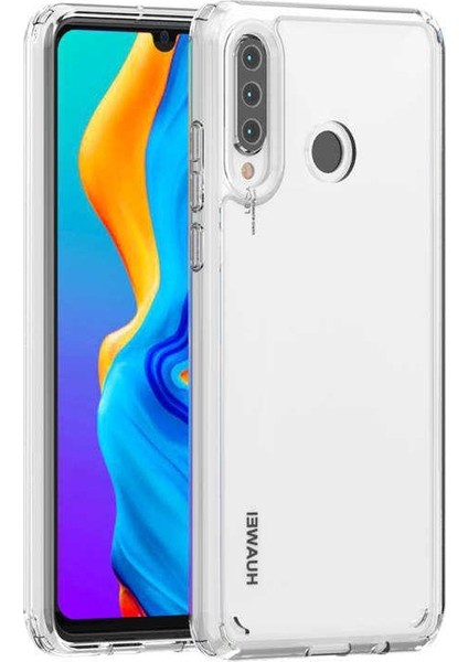 Huawei P30 Lite Kılıf Coss Sert Kapak+Nano Glass Şeffaf