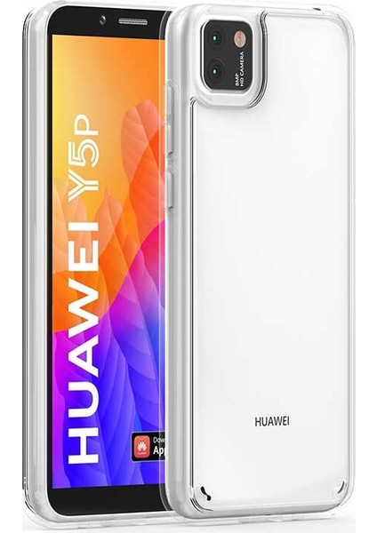 Huawei Y5P Kılıf Coss Sert Kapak+Nano Glass Şeffaf