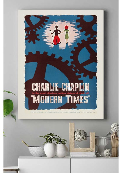 Modern Times-Asri Zamanlar Charlie Chaplin Film Afişi Kanvas Tablo 30 x 40 cm