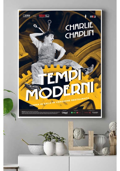 Modern Times-Asri Zamanlar Charlie Chaplin Film Afişi Kanvas Tablo 2 21 x 30 cm