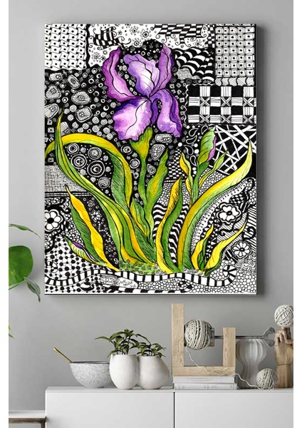 Mor Yapraklı Bitki Çiçek Ağaç Kanvas Tablo 21 x 30 cm