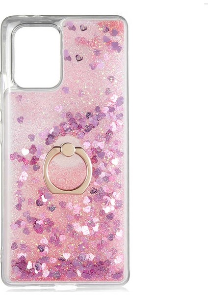 Samsung Galaxy S10 Lite Kılıf Milce Sulu Yüzüklü Silikon Arka Kapak Pembe