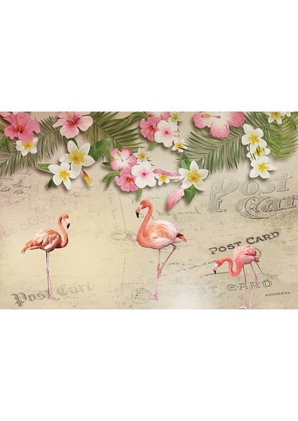 Renkli Çiçekler ve Flamingolar Duvar Kağıdı fiyatları