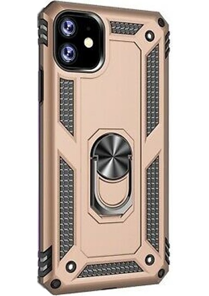Apple iPhone 11 Kılıf Vega Standlı Yüzüklü Mıknatıslı Gold