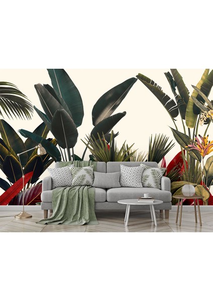 Renkli Tropikal Yapraklar Duvar Kağıdı