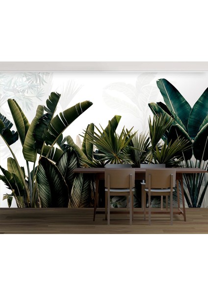 Büyük Renkli Tropikal Yapraklar Özel Tasarım Duvar Kağıdı