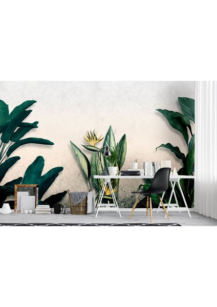 Özel Tasarım Büyük Tropikal Yapraklı Duvar Kağıdı
