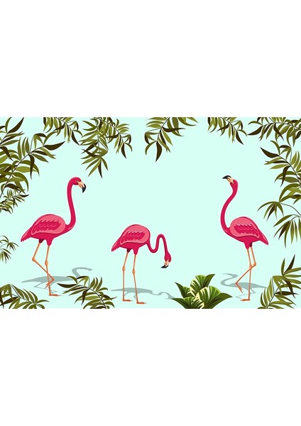 Flamingo ve Tropikal Yaprak Duvar Kağıdı
