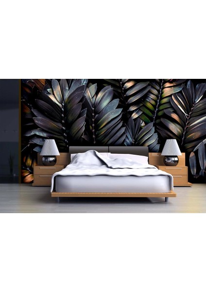 Koyu Renk Tropikal Yapraklar Duvar Kağıdı