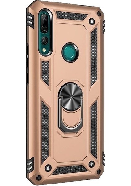 Huawei Honor 9x Kılıf Vega Standlı Yüzüklü Mıknatıslı Gold