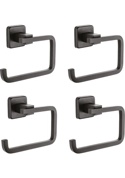 Kare Mat Siyah Tuvalet Kağıtlık 4 Adet