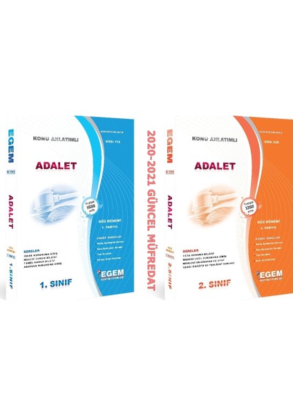 AÖF Adalet 1 ve 2. Sınıf 1 ve 3. Dönem Konu Anlatımlı Çözümlü Soru Bankası "Güz"