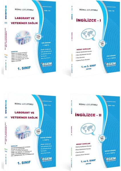 AÖF Laborant ve Veteriner Sağlık 1. Sınıf 1 ve 2. Dönem Tüm Dersler "Güz-Bahar"