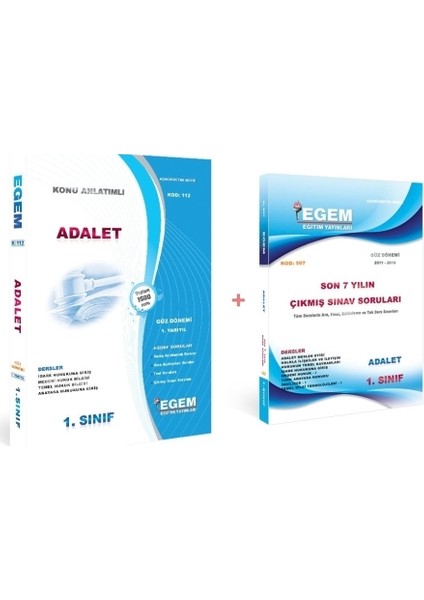 AÖF Adalet 1. Sınıf 1. Dönem Set (Güz)
