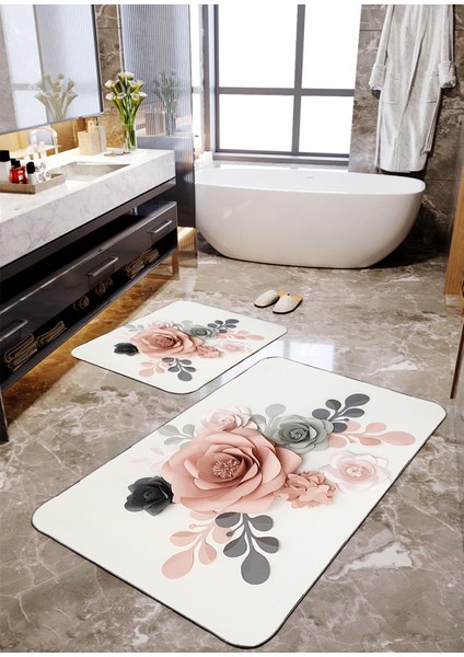 Pudra Desenli 2'li Banyo Paspas Seti TLAHMP-093