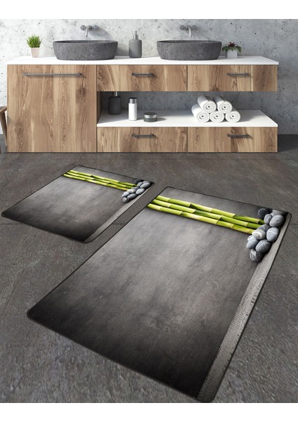 Bambu Desenli 2'li Banyo Paspas Seti TLAHMP-100